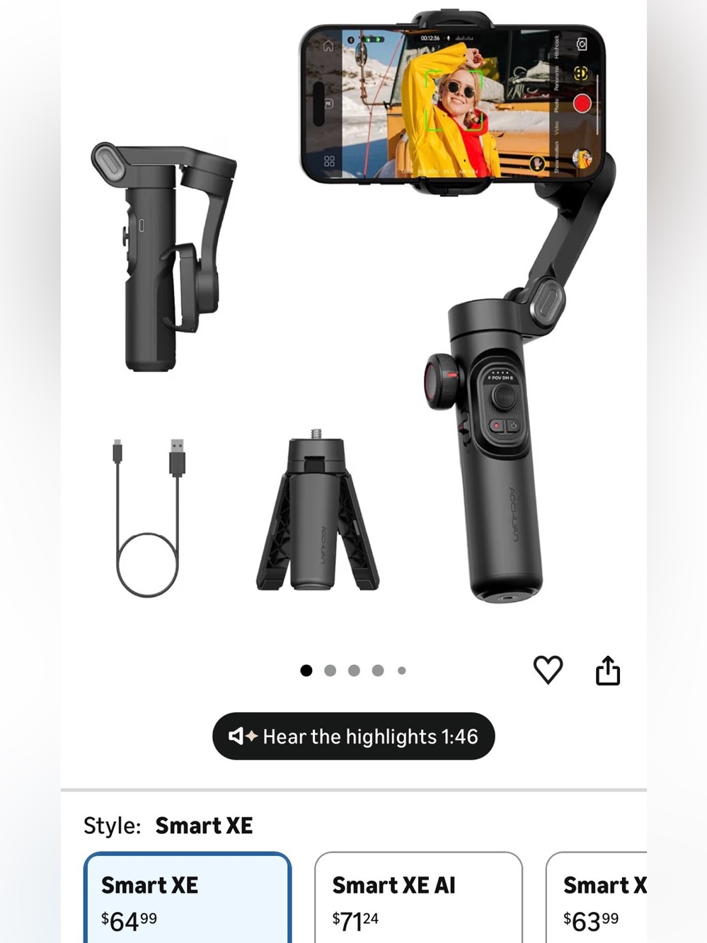 Smart XE Foldable Smartphone Gimbal Stabilizer FACE TRACKING